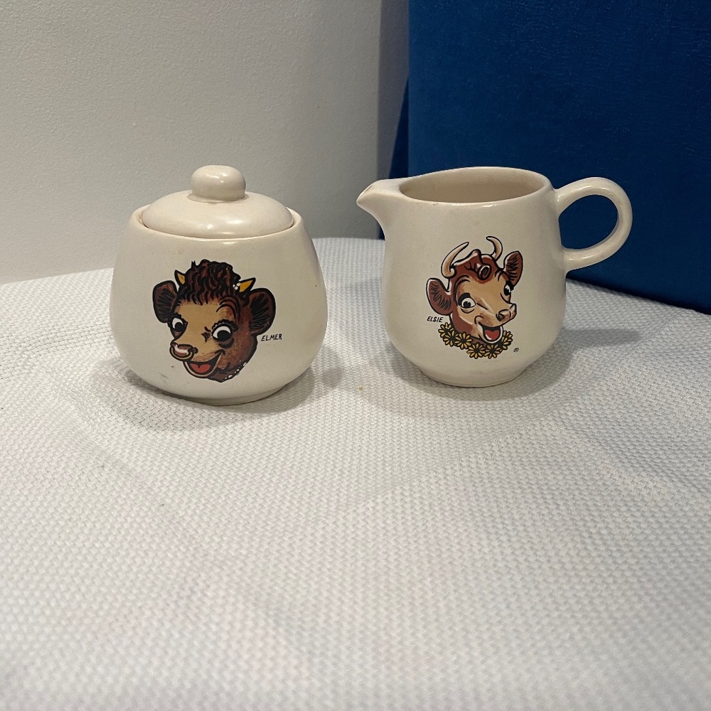 Elsie and Elmer cream and sugar set